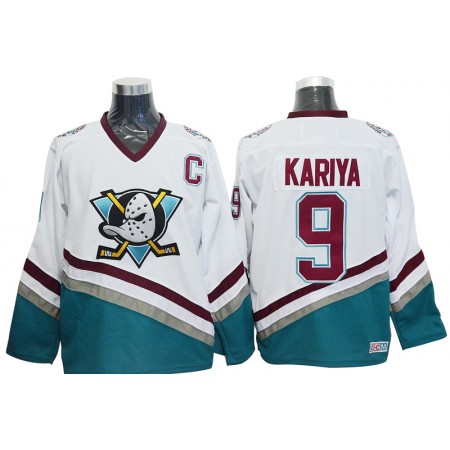 Anaheim Ducks Mighty Ducks Paul Kariya 9 CCM Throwback Wit Authentic Shirt - Mannen